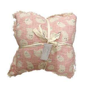Cupcakes & Cashmere Set of 2 Halloween Pink Ghost Throw Pillows Frayed Edges